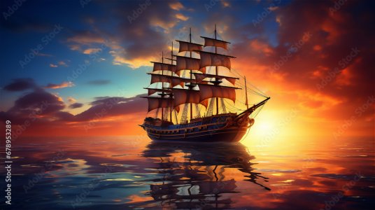 calm sea with horizon in pirate ship.jpg