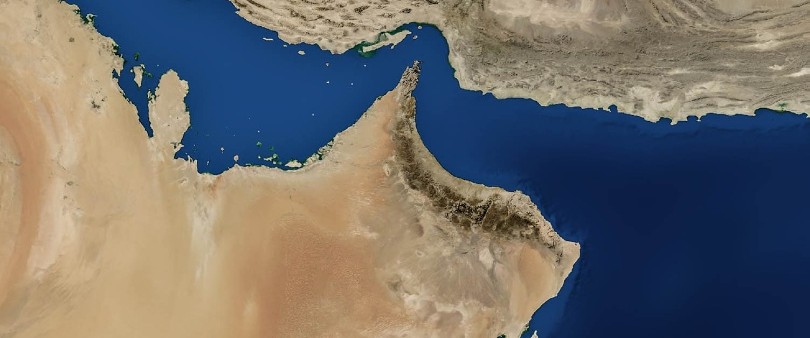 Satellite footage of the Persian Gulf and Strait of Hormuz